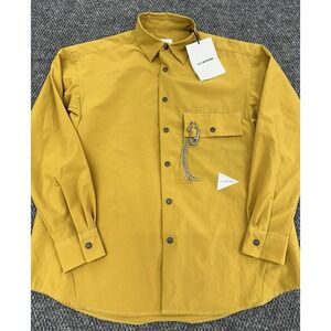 And Wander Z1 Dry Breathable Shirt Men's Small Yellow Snap Button Long Sleeve